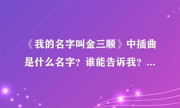 《我的名字叫金三顺》中插曲是什么名字？谁能告诉我？真的很好听啊~~
