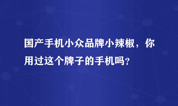 国产手机小众品牌小辣椒，你用过这个牌子的手机吗？