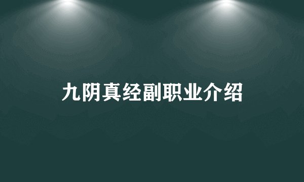 九阴真经副职业介绍