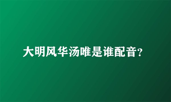 大明风华汤唯是谁配音？