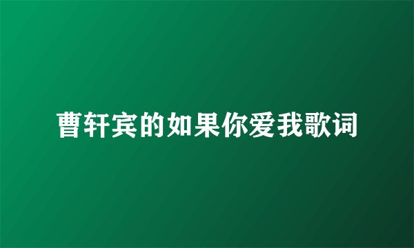 曹轩宾的如果你爱我歌词