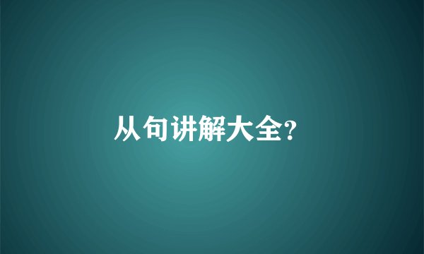 从句讲解大全？