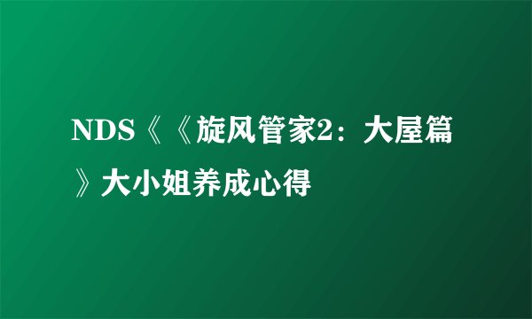NDS《《旋风管家2：大屋篇》大小姐养成心得