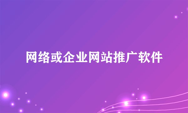 网络或企业网站推广软件