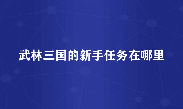 武林三国的新手任务在哪里