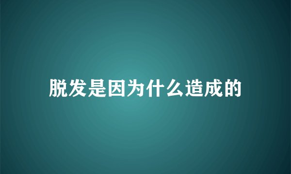 脱发是因为什么造成的
