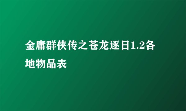 金庸群侠传之苍龙逐日1.2各地物品表