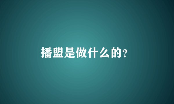 播盟是做什么的？