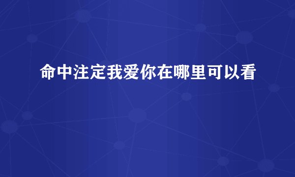 命中注定我爱你在哪里可以看