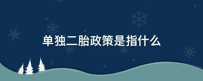 单独二胎政策是指什么