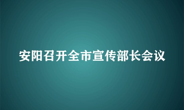 安阳召开全市宣传部长会议
