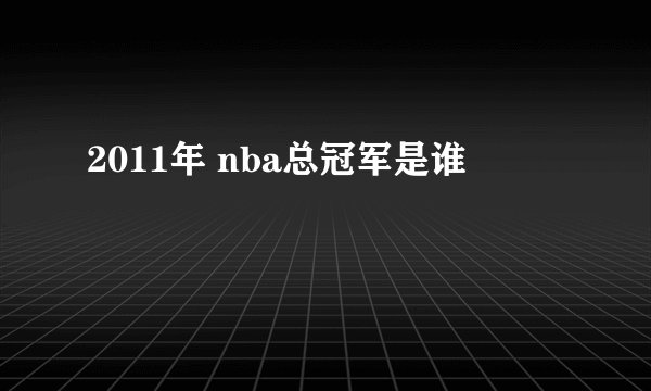 2011年 nba总冠军是谁