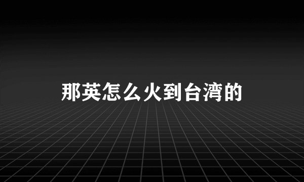 那英怎么火到台湾的