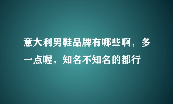 意大利男鞋品牌有哪些啊，多一点喔，知名不知名的都行