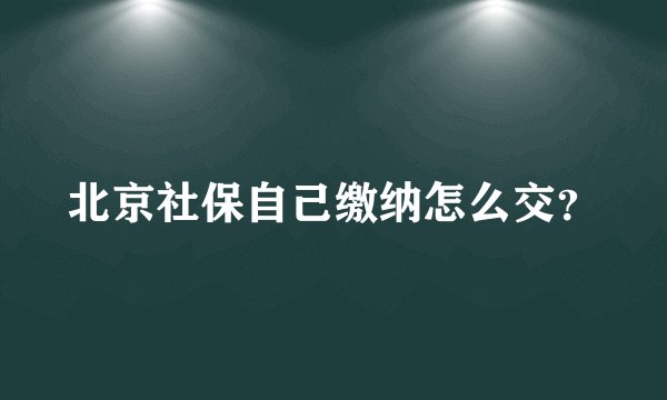 北京社保自己缴纳怎么交？