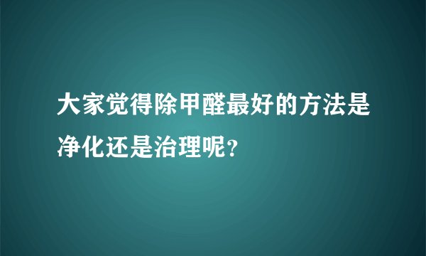 大家觉得除甲醛最好的方法是净化还是治理呢？