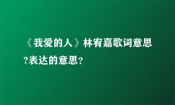 《我爱的人》林宥嘉歌词意思?表达的意思？