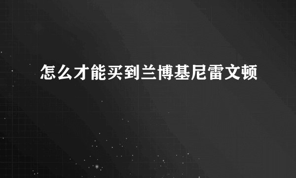 怎么才能买到兰博基尼雷文顿