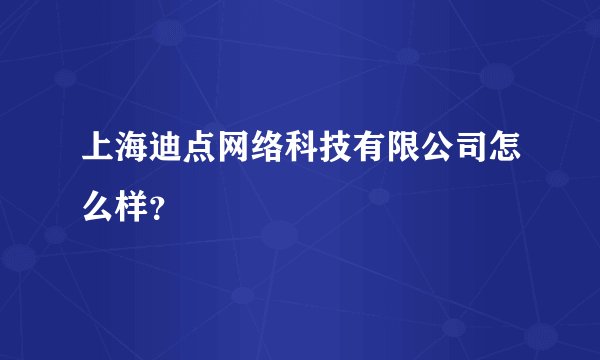 上海迪点网络科技有限公司怎么样？