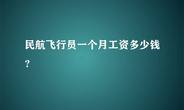 民航飞行员一个月工资多少钱？