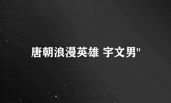 唐朝浪漫英雄 宇文男
