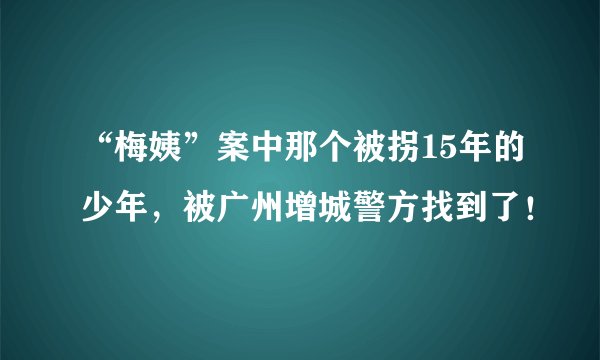 “梅姨”案中那个被拐15年的少年，被广州增城警方找到了！