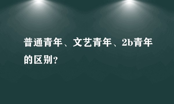 普通青年、文艺青年、2b青年的区别？