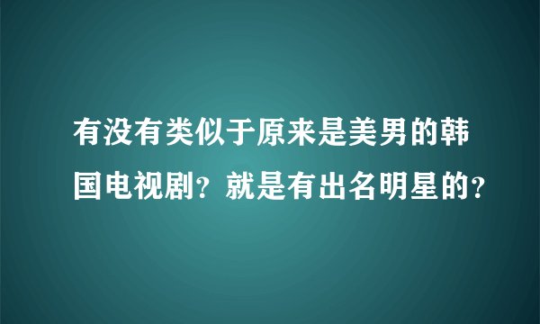 有没有类似于原来是美男的韩国电视剧？就是有出名明星的？