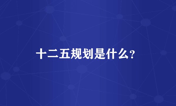十二五规划是什么？