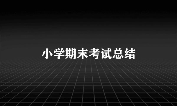 小学期末考试总结