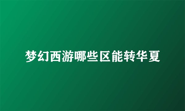 梦幻西游哪些区能转华夏