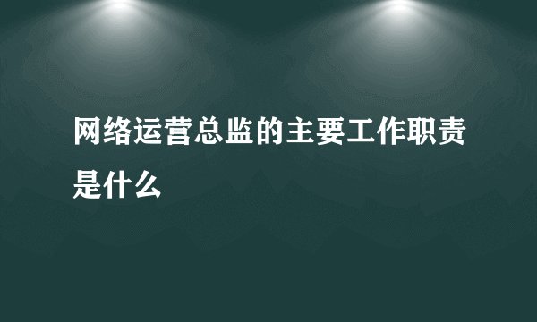 网络运营总监的主要工作职责是什么