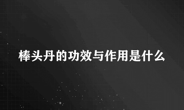 棒头丹的功效与作用是什么