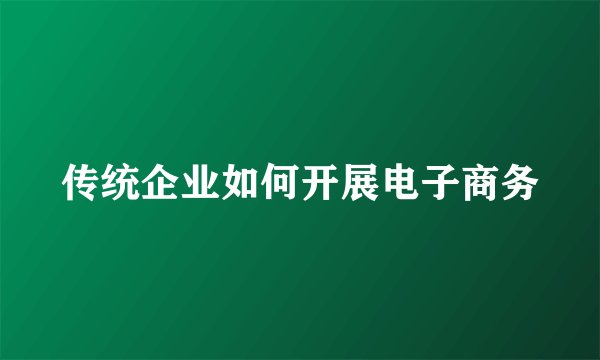 传统企业如何开展电子商务