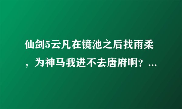 仙剑5云凡在镜池之后找雨柔，为神马我进不去唐府啊？？！！请大神指教啊！！谢谢！