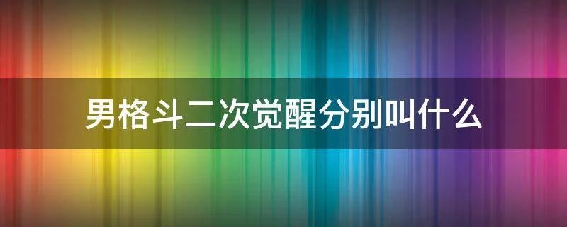 男格斗二次觉醒分别叫什么