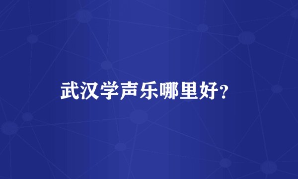武汉学声乐哪里好？