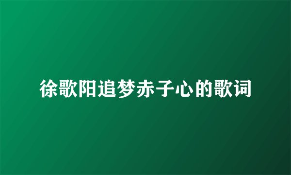 徐歌阳追梦赤子心的歌词