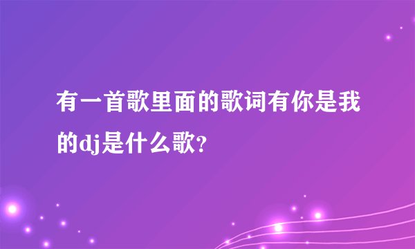 有一首歌里面的歌词有你是我的dj是什么歌？