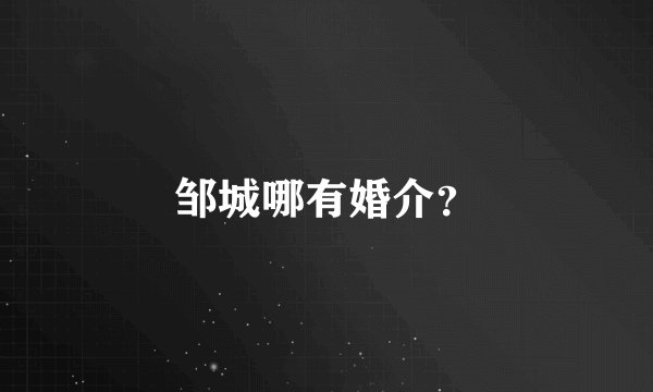 邹城哪有婚介？