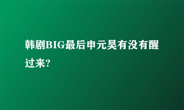 韩剧BIG最后申元昊有没有醒过来?