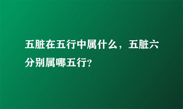 五脏在五行中属什么，五脏六分别属哪五行？