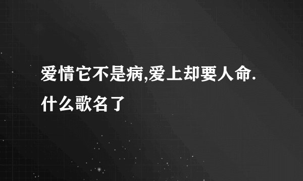 爱情它不是病,爱上却要人命.什么歌名了
