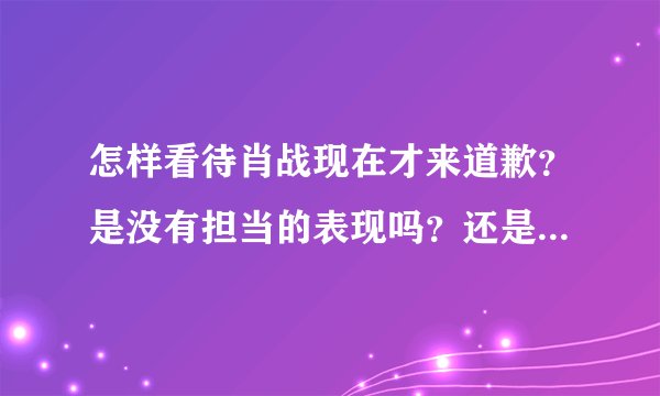 怎样看待肖战现在才来道歉？是没有担当的表现吗？还是别有目的？