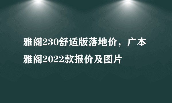 雅阁230舒适版落地价，广本雅阁2022款报价及图片