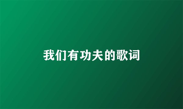 我们有功夫的歌词