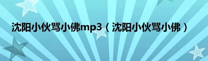 沈阳小伙骂小佛mp3（沈阳小伙骂小佛）