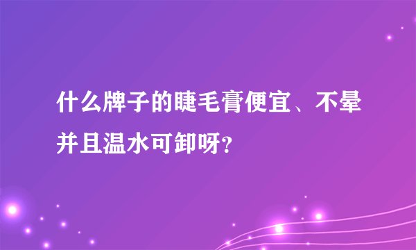 什么牌子的睫毛膏便宜、不晕并且温水可卸呀？