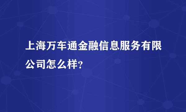 上海万车通金融信息服务有限公司怎么样？
