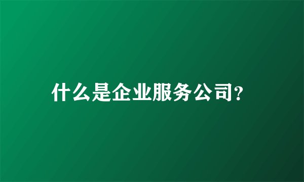 什么是企业服务公司？